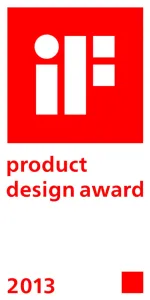 Grafik zum iF Product Design Award 2013 auf weißem Hintergrund für die Just Mobile Highway Max-Verpackung
