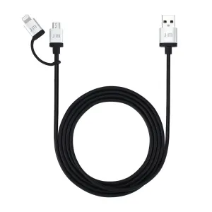 Just Mobile aluCable Duo schwarzes Ladekabel mit Lightning-, Micro-USB- und USB-A-Anschlüssen