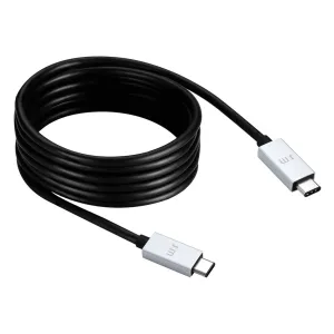 Just Mobile AluCable USB-C-auf-USB-C-Kabel, 2 m, mit schwarzem Kabel und silbernen Aluminiumsteckern