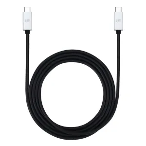 Just Mobile AluCable USB-C-auf-USB-C-Kabel, 2 m, schwarz mit silbernen Steckergehäusen