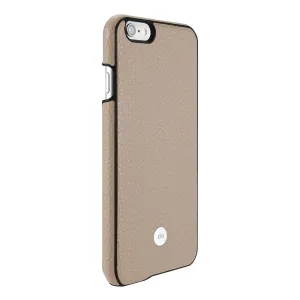 Just Mobile beige läderfodral för iPhone 6s Plus med svart kant, slimmad passform och kamerautskärning