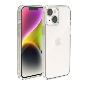 Just Mobile TENC genomskinligt skal för iPhone 14 Pro Max, visat fram- och bakifrån med upphöjda kanter och kamerautskärning