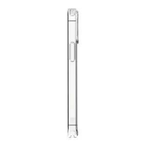 Just Mobile TENC genomskinligt iPhone 14 Pro Max-skal i sidovy med upphöjda kanter och knappurtag
