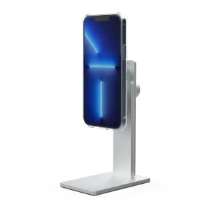 Just Mobile aluDisc Pro magnetischer Smartphone-Ständer mit silberner Aluminiumbasis und verstellbarer Halterung