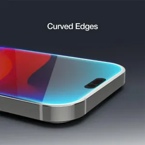 Just Mobile Xkin skærmbeskytter til iPhone 15 Pro Max med buede kanter og kameraudskæring