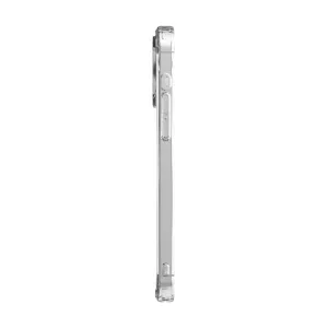 Just Mobile TENC Air transparente Schutzhülle für iPhone 15 Plus, in Seitenansicht gezeigt
