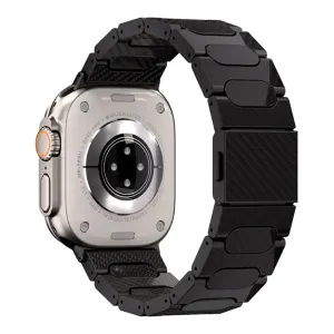 Just Mobile Carbonfaser-Armband für Apple Watch Ultra, schwarzes Gliederarmband mit sicherem Magnetverschluss