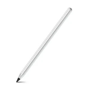Just Mobile Eingabestift für iPad in Silber mit schwarzer Spitze, diagonal auf weißem Hintergrund dargestellt