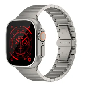 Just Mobile Titan-Gliederarmband für Apple Watch Ultra, silbergrau mit DLC-Beschichtung.