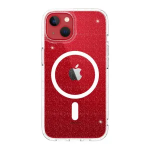 Just Mobile TENC MagSafe-Hülle für iPhone 14, transparentes Glitzer-Finish mit erhöhtem Kamerarand