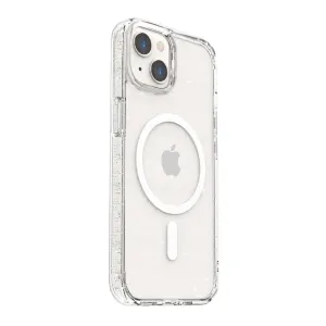 Just Mobile TENC transparente Glitzer-Hülle für iPhone 14 mit MagSafe-Ring und erhöhtem Kameraschutz