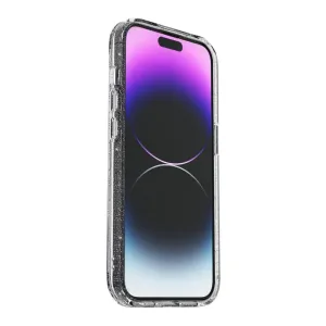 Just Mobile TENC MagSafe case for iPhone 14 Pro, clear glitter protective case with raised edges and button covers