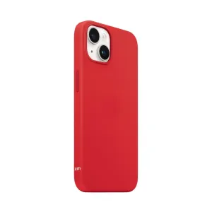 Just Mobile TENC korallenfarbene Silikonhülle für iPhone 14, mit erhöhtem Ausschnitt für die Dual-Kamera und schlanker, matter Ausführung