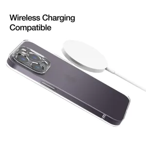 Coque Just Mobile TENC Slim pour iPhone 14 Pro Max avec finition violette à bords transparents et compatibilité avec la recharge sans fil