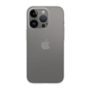 Just Mobile TENC Slim Fit Case för iPhone 14 Pro Max, frostat transparent slimmat skal med upphöjt kameraskydd