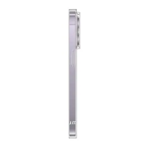 Just Mobile tENC Slim Fit Case för iPhone 14 Pro Max, visat i slimmad sidoprofil med transparenta kanter