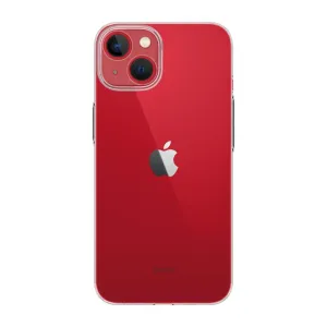 Just Mobile TENC Slim iPhone 14 Plus -suojakuori punaisena, läpinäkyvillä reunoilla ja korotetulla kameransuojauksella