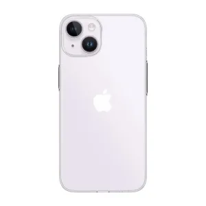 Transparent iPhone-skal från Just Mobile med MagSafe och upphöjd kameraram på en ljus iPhone