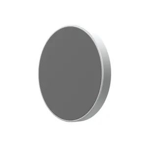 Just Mobile aluDisc mini magnetische Wandhalterung, runde Aluminiumscheibe in Dunkelgrau und Silber.