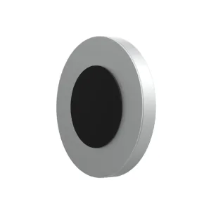 Just Mobile aluDisc mini magnetisk väggmonteringsskiva i silver och svart på vit bakgrund