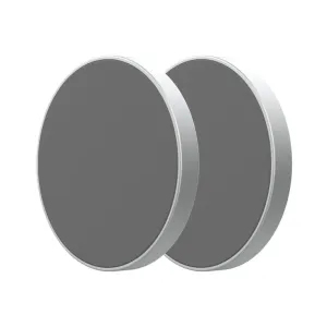 Just Mobile AluDisc mini magnetiskt väggfäste, visas som två runda silverfärgade och grå skivor