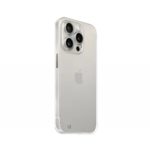 JustMobile TENC Slim Fit transparente Hülle für das iPhone 15 Pro, schlanke Schutzhülle mit erhöhtem Kamerarand
