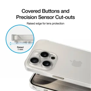 Just Mobile TENC Slim Fit transparente Hülle für iPhone 15 Pro Max, mit erhöhtem Kamerarand und präzisen Aussparungen