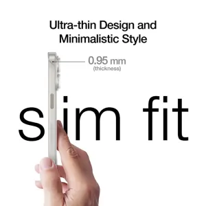Just Mobile TENC Slim Fit transparente, ultradünne iPhone 15 Pro Max-Hülle in Seitenansicht mit Tastenaussparungen