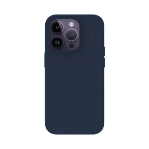 Just Mobile TENC silikonskal för iPhone 14 Pro i marinblått med upphöjd kamerautskärning och matt yta