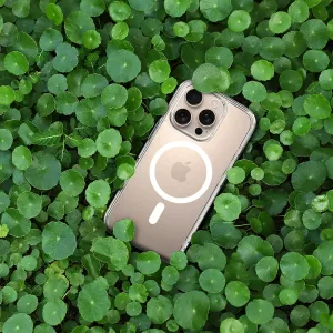 Just Mobile aluDisc mini magnetische Wandhalterung, befestigt an einem Smartphone in einer transparenten Hülle
