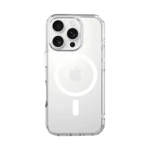Just Mobile TENC Air transparente Schutzhülle für iPhone 16 Pro mit erhöhtem Kamerarand und transparenter Rückseite