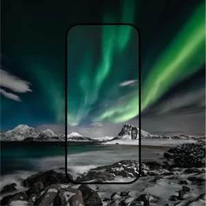 Protection d’écran en verre trempé Just Mobile Xkin pour iPhone 16 Pro, représentée sous forme d’un contour noir précis.