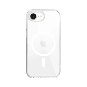 JustMobile TENC Air transparente Schutzhülle für das iPhone 16e mit Ring im MagSafe-Stil und Kameraaussparung