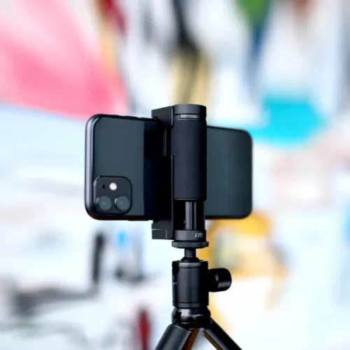 Just Mobile Shutter Grip 2, poignée photo pour smartphone avec fixation pour trépied et déclencheur Bluetooth pour la photographie mobile