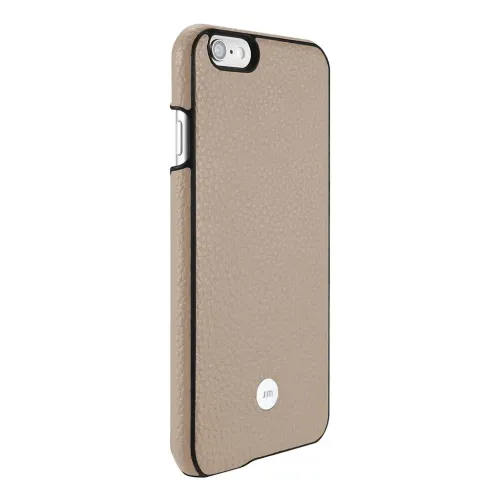 Just Mobile beige läderfodral för iPhone 6s Plus med svart kant, slimmad passform och kamerautskärning
