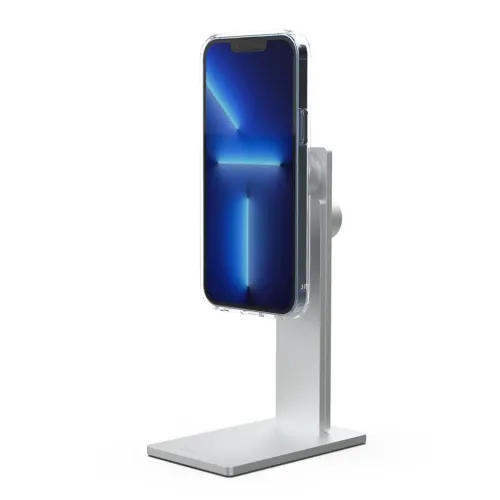 Support magnétique Just Mobile aluDisc Pro pour smartphone, avec base en aluminium argenté et fixation réglable
