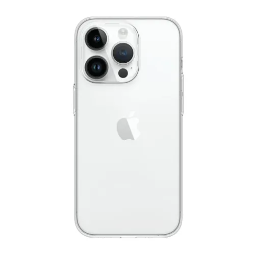 Kristallklart TENC Slim Fit-skal för iPhone 14 Pro Max, med tunna kanter, upphöjd kameraram och täckta sidoknappar, tunn ram.