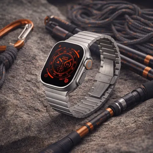 Just Mobile titanium watch band for Apple Watch Ultra (1&2) with DLC coating - Adjustable link length tool included - Grey