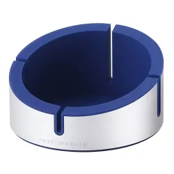 Blue Just Mobile AluCup Grande holder with cable slots, for iPhone and iPad Mini.