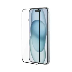 Just Mobile Xkin 3D Tempered Glass screen protector for iPhone 15 Plus with 9H hardness, oil-resistant, ultra-thin, and scratch-proof design