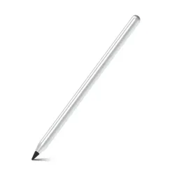 Silver Just Mobile Stylus for iPads with precision tip and palm rejection, offering tilt sensitivity and long battery life.